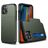 Mobigear Card Coque iPhone 12 Coque arrière Rigide Anti-Chocs avec Porte-Cartes - Vert armée