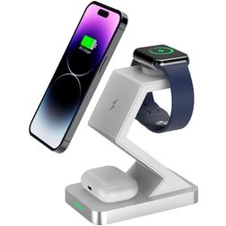Mobigear MagStation 3in1 - Station de recharge MagSafe 15W - Blanc