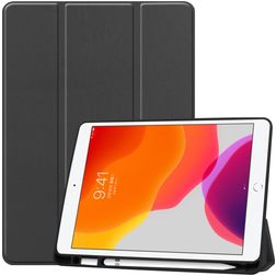 Mobigear Tri-Fold Gel Coque iPad 7 (2019) Etui en TPU,Similicuir + Porte-crayon - Noir