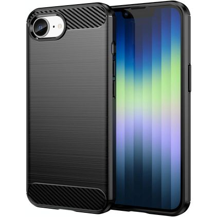 Mobigear Brushed Slim Coque iPhone 16e Coque arrière en TPU Souple - Noir