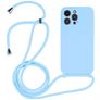 Mobigear Lanyard iPhone 14 Pro Coque avec cordon en Silicone - Baby Blue