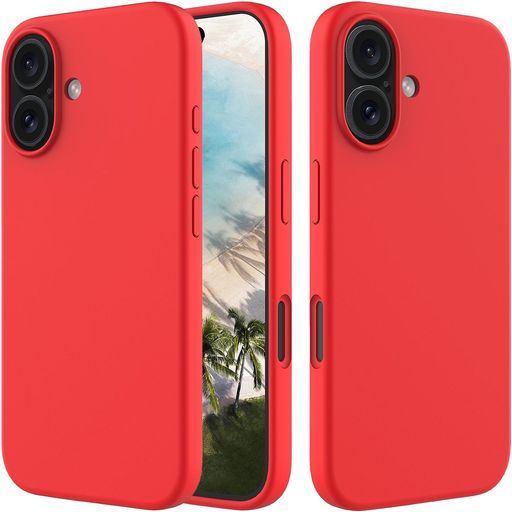 Mobigear Rubber Touch Coque iPhone 16 Coque arrière en Silicone - Rouge