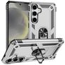 Mobigear Armor ring Coque Samsung Galaxy S25 Coque arrière Rigide Anti-Chocs avec Anneau-Support - Argent