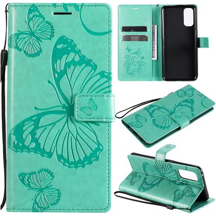 Mobigear Butterfly Housse OPPO Reno 4 Etui Porte-Monnaie - Turquoise