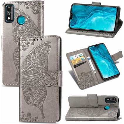 Mobigear Butterfly Housse HONOR 9X Lite Etui Porte-Monnaie - Gris