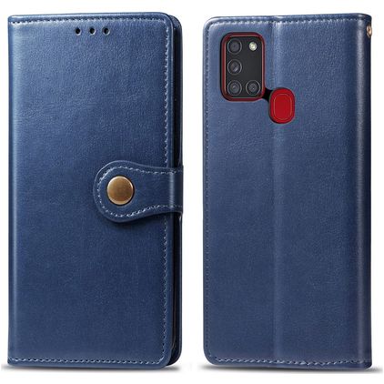 Mobigear Snap Button Samsung Galaxy A21s Étui Portefeuille - Bleu