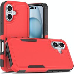 Mobigear Heavy Armor Coque iPhone 16 Coque arrière Rigide Anti-Chocs - Rouge