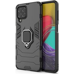 Mobigear Armor Ring Samsung Galaxy M53 Plastique rigide Coque arrière Antichoc avec bague de maintien - Noir