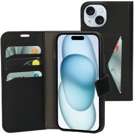 Mobiparts Classic Wallet Housse iPhone 15 Etui Porte-Monnaie - Noir