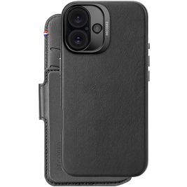 Decoded Detachable Wallet Housse iPhone 16 MagSafe Etui avec Coque Détachable en Cuir Véritable Porte-Monnaie - Noir