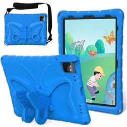 Mobigear Butterfly Coque iPad Air 11 Pouces (2024) Coque arrière en EVA + Bandoulière + Support Amovible - Bleu