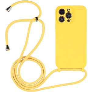 Mobigear Lanyard iPhone 15 Pro Max Coque avec cordon en Silicone - Jaune