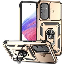 Mobigear Armor Ring Cam Slide Coque Samsung Galaxy A54 Coque arrière Rigide Anti-Chocs avec Anneau-Support et Protecteur Lentilles - Or