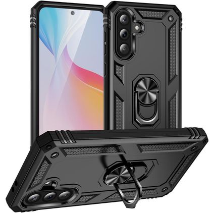 Mobigear Armor ring Coque Samsung Galaxy A37 Coque arrière Rigide Anti-Chocs avec Anneau-Support - Noir