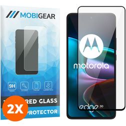 Mobigear Premium Motorola Edge 30 Verre trempé Protection d'écran - Compatible coque - Noir (Lot de 2)