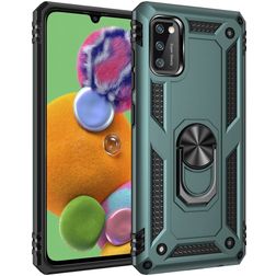 Mobigear Armor Ring Samsung Galaxy A41 Plastique rigide Coque arrière Antichoc avec bague de maintien - Vert