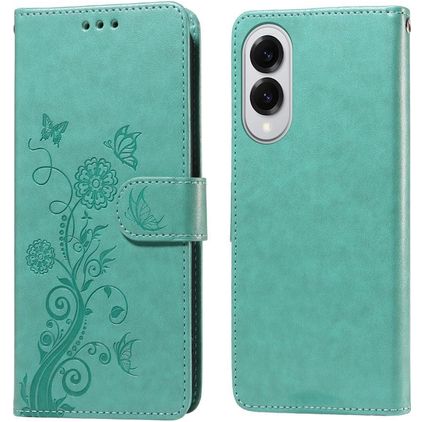 Mobigear Flowers Samsung Galaxy S25 Edge Étui Portefeuille - Vert