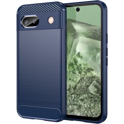 Mobigear Brushed Slim Coque Google Pixel 8a Coque arrière en TPU Souple - Bleu