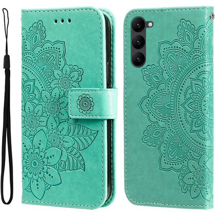 Mobigear Flowers Samsung Galaxy S23 Étui Portefeuille - Vert