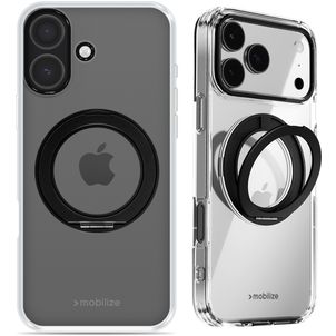 Mobilize 360 Rotating Ring Coque iPhone 17 MagSafe Coque arrière Rigide avec Anneau-Support - Noir