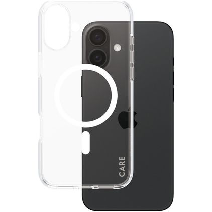 CARE by PanzerGlass Flagship Coque iPhone 16 Plus MagSafe Coque arrière Rigide - Transparent / Blanc